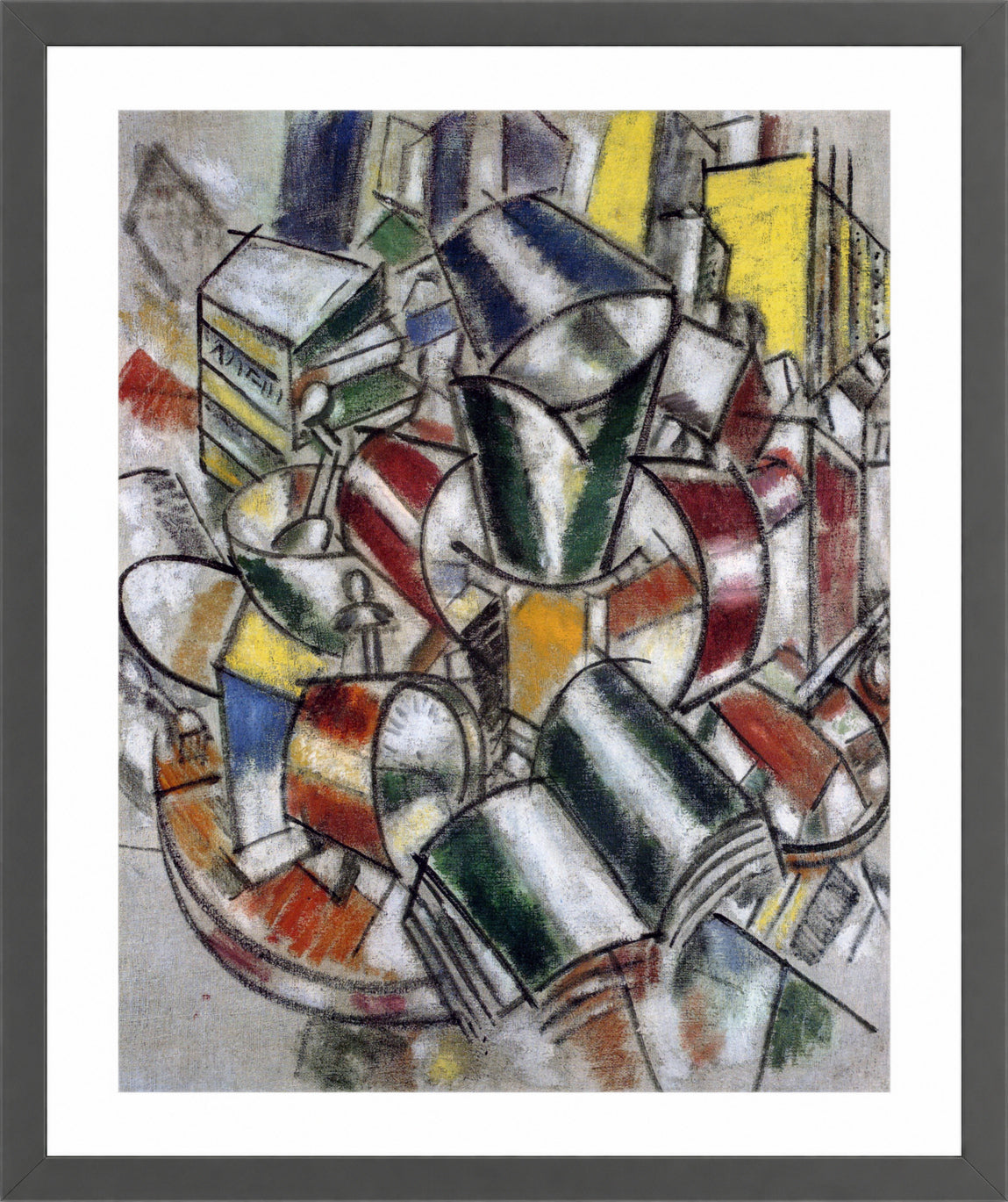 Fernand Leger Print, Nature morte (Still life) in a dark grey frame