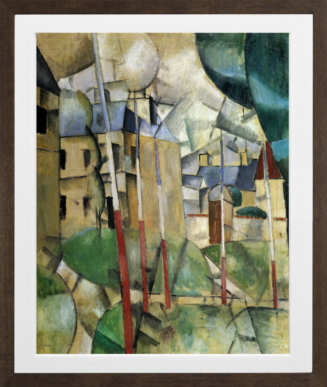 Fernand Leger Print, Paysage (Landscape) in a brown frame