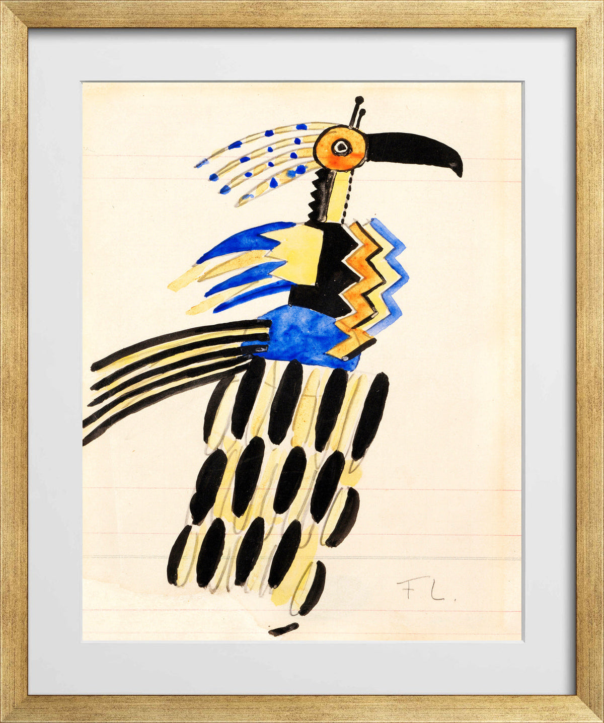 Fernand Léger, Projet de costume pour La Création du monde — gold frame