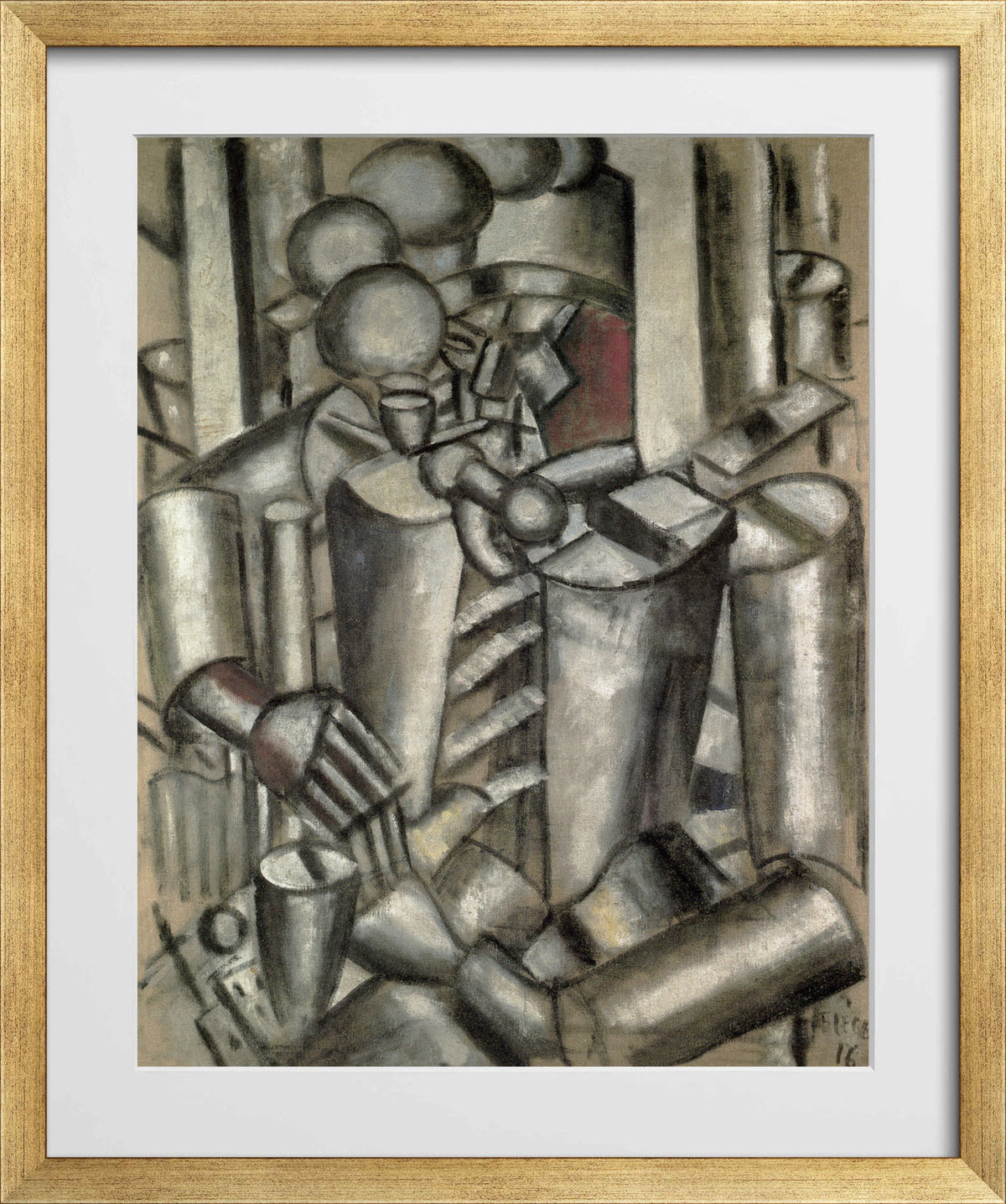 Fernand Leger Print, Soldier with a pipe (Le Soldat à la Pipe) in a gold frame