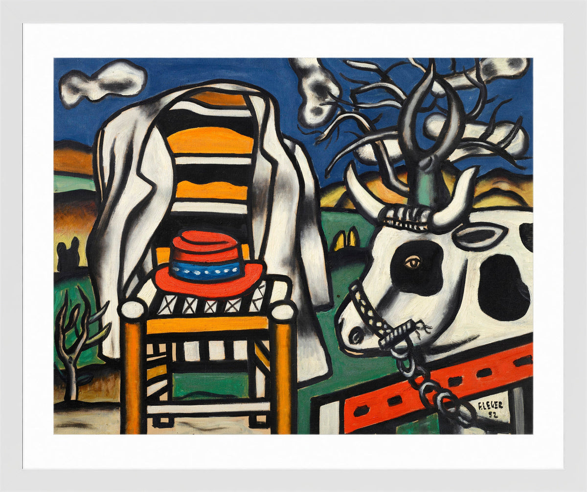Fernand Léger, Une vache et un chapeau rouge — white frame