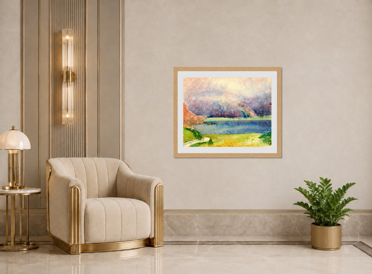 Giovanni Giacometti, Blick von Maloja auf den Silsersee mit Regenbogen — art deco roomset