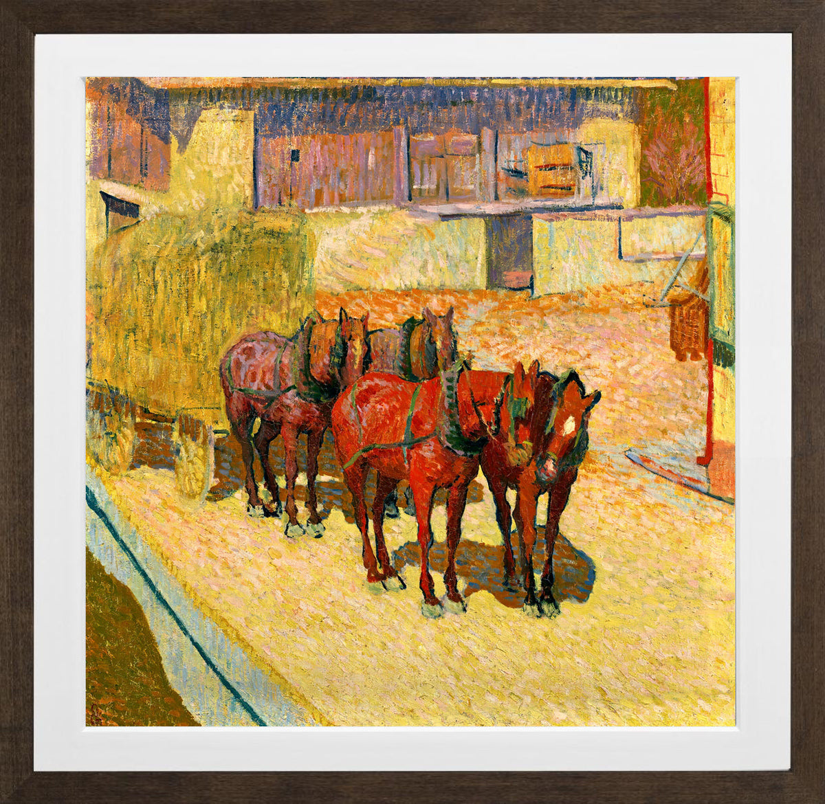 Giovanni Giacometti, Cavalli al sole — brown frame