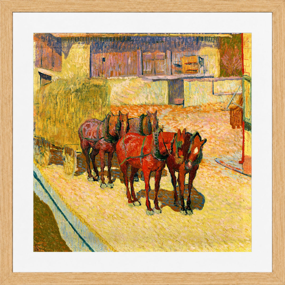 Giovanni Giacometti, Cavalli al sole — oak frame