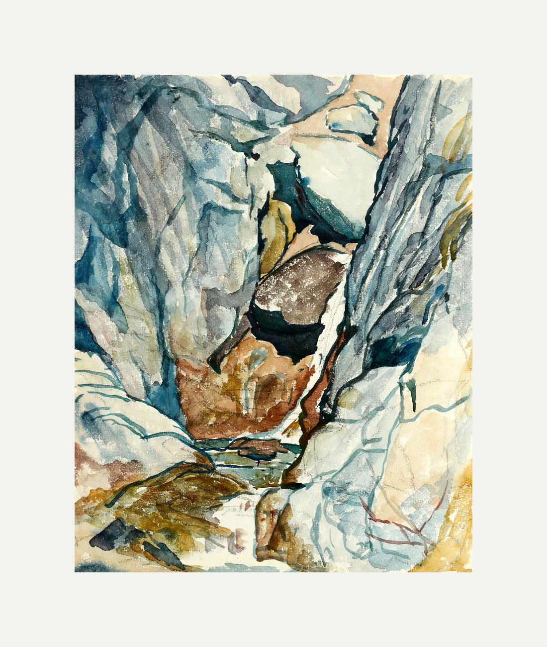 Giovanni Giacometti, Mountain Gorge with Waterfall — rolled canvas