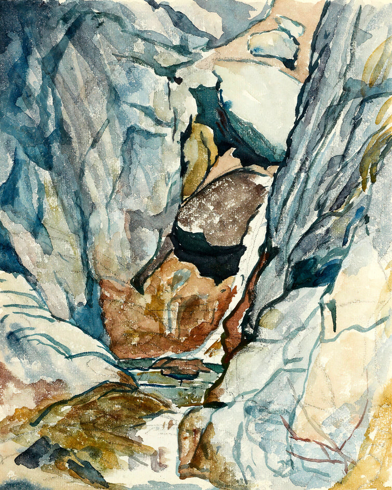 Giovanni Giacometti, Mountain Gorge with Waterfall — unframed