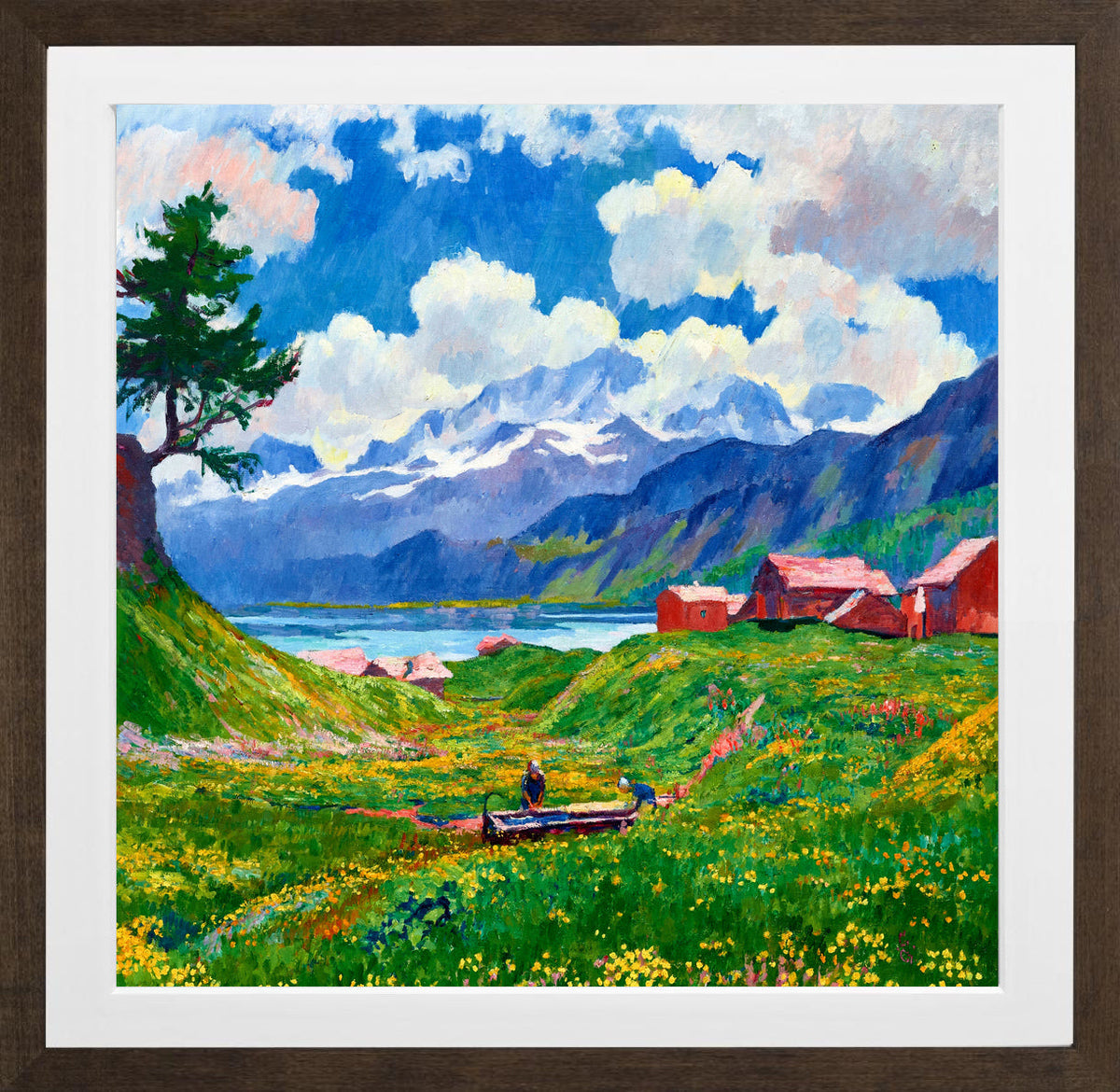 Giovanni Giacometti, Spring Landscape (1926) — brown frame