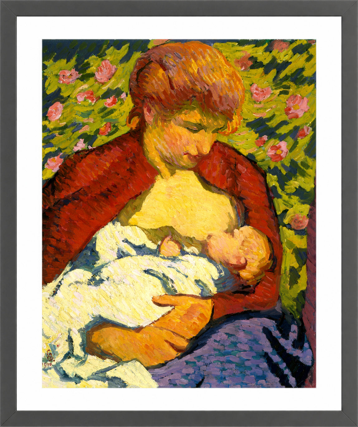 Giovanni Giacometti, Young Mother (1910) — dark grey frame