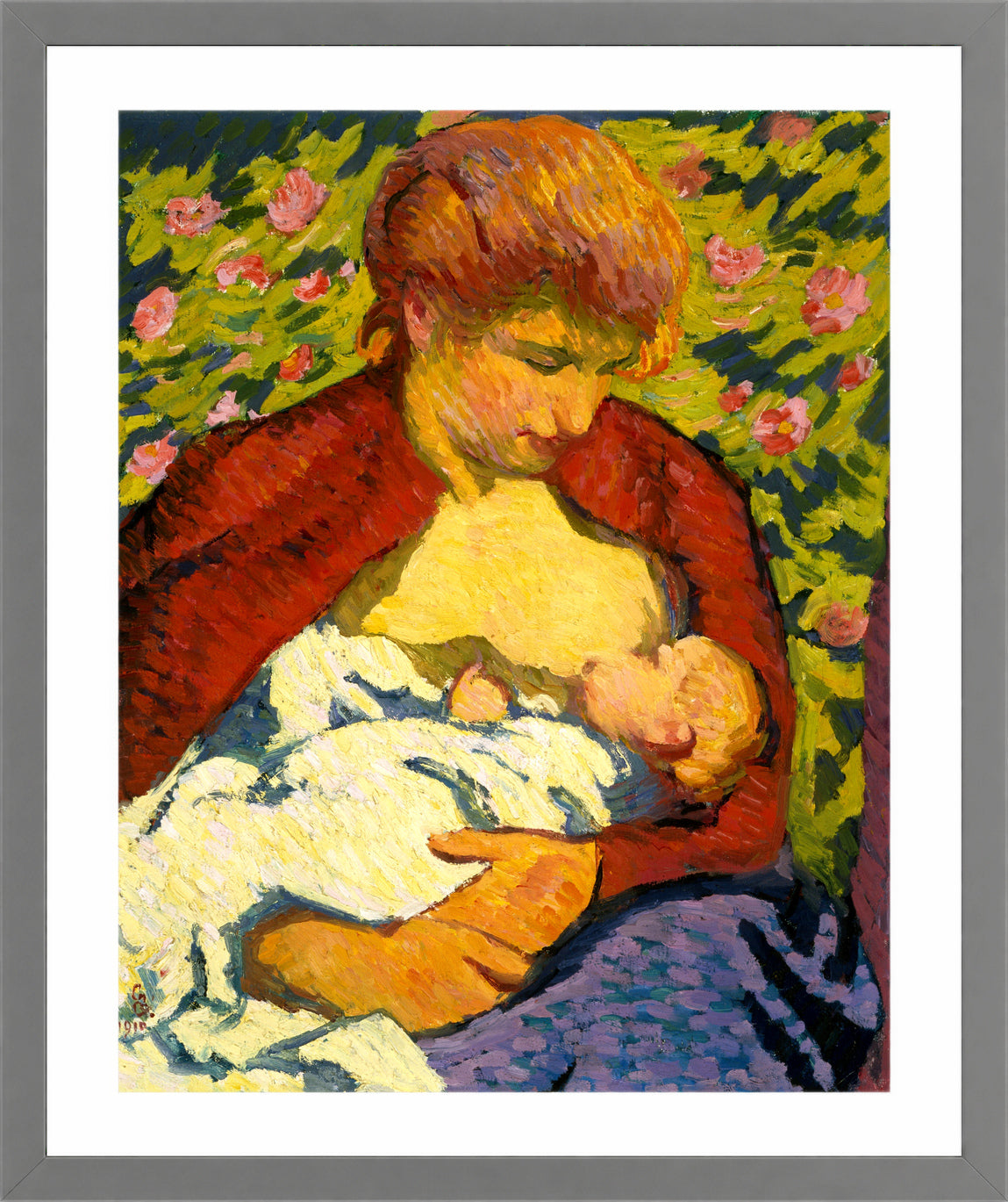 Giovanni Giacometti, Young Mother (1910) — light grey frame