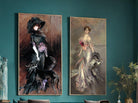 Tall Living room wall art prints, set of 2 elegant ladies by Giovanni Boldini