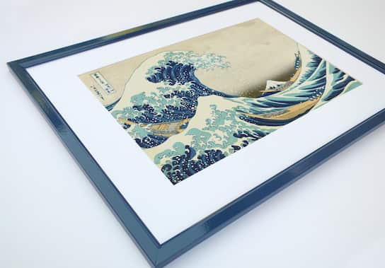 Hokusai - Great wave in blue frame