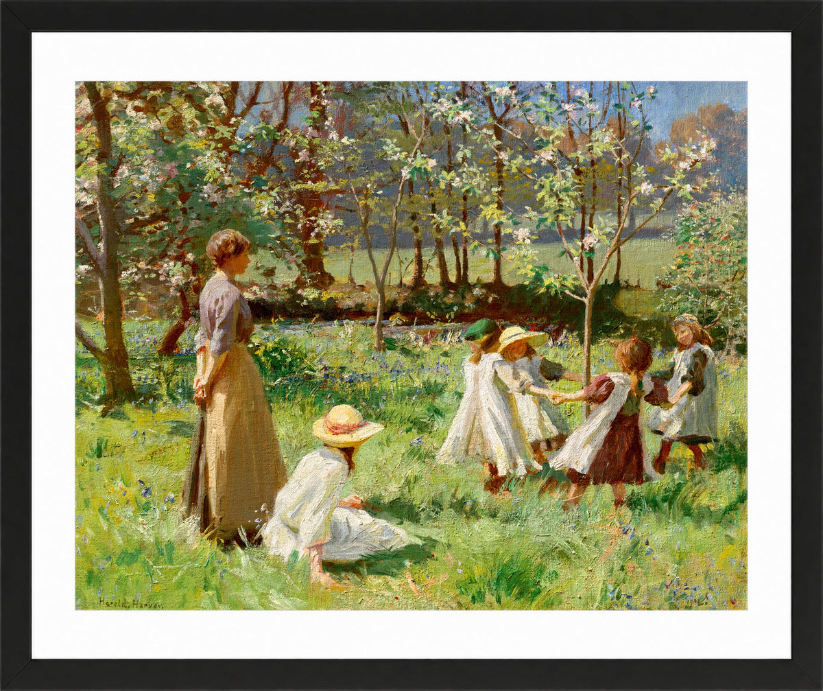 Harold Harvey Print, Maytime (1912) in a black frame