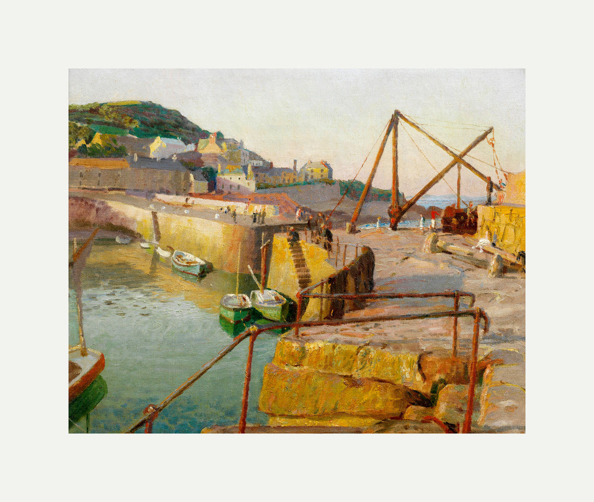 Harold Harvey Print, Mousehole (1939) with an off-white border for rolled canvas