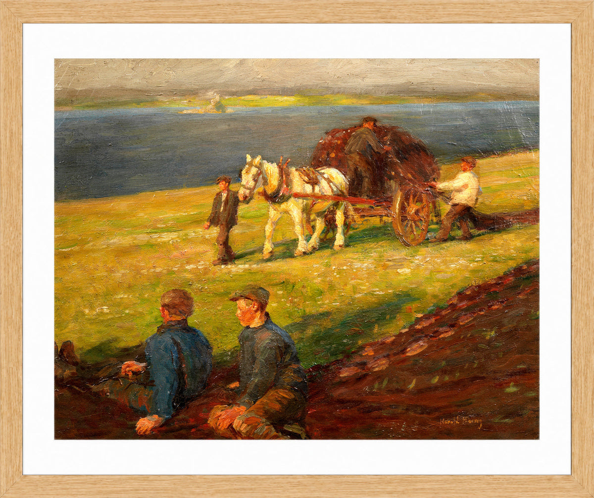 Harold Harvey Print, Spreading the nets in an oak frame