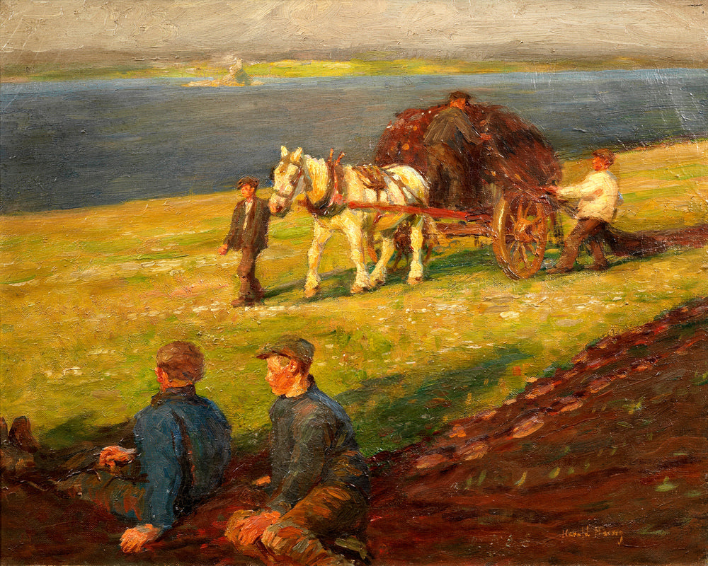 Harold Harvey Print, Spreading the nets as an unframed print