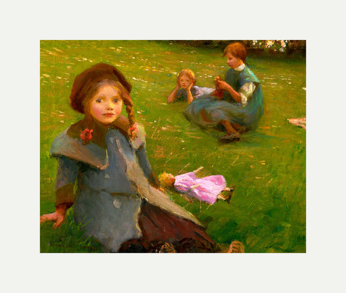 Harold Harvey Print, The lilac doll with an off-white border for rolled canvas