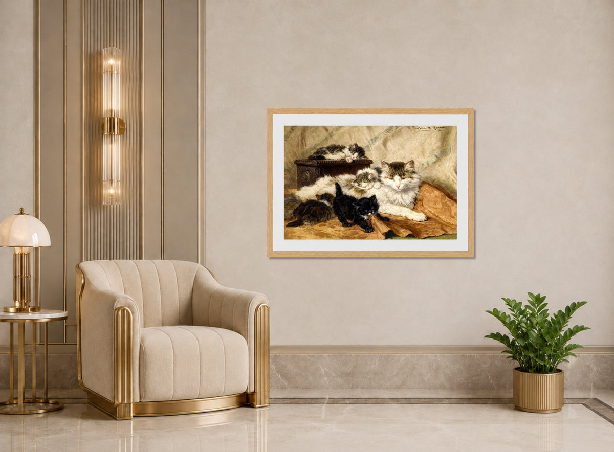 A Mother and Her Kittens (1903) by Henriette Ronner-Knip β art deco roomset