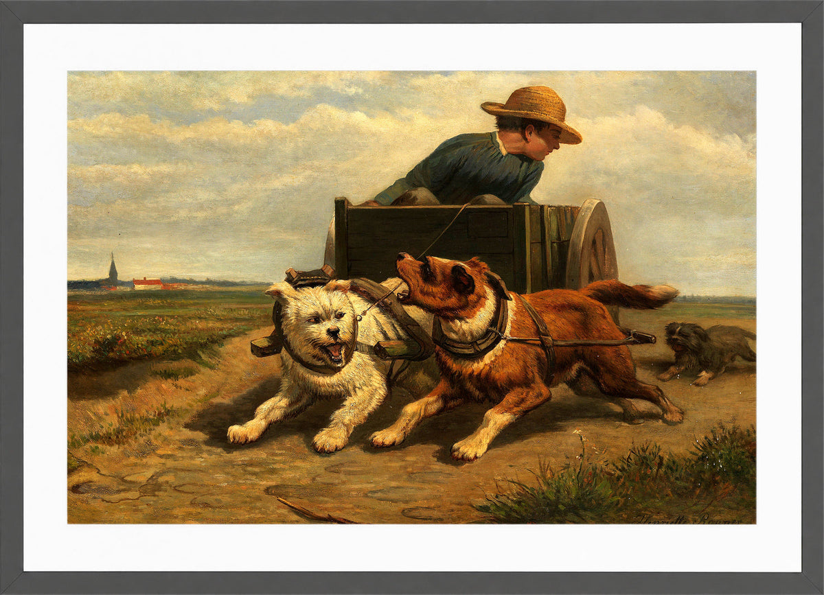 Boy with a Dog Cart by Henriette Ronner-Knip — dark grey frame