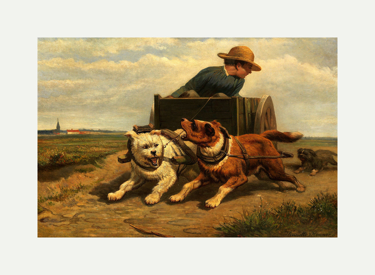 Boy with a Dog Cart by Henriette Ronner-Knip — rolled canvas