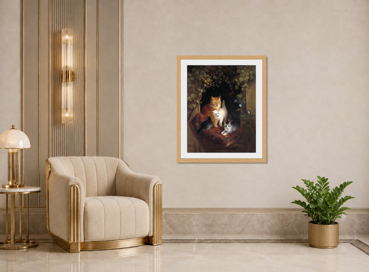 Cat with Kittens (1844) by Henriette Ronner-Knip β art deco roomset