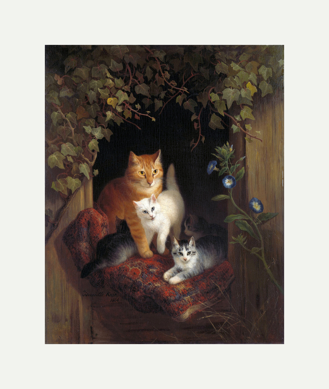 Cat with Kittens (1844) by Henriette Ronner-Knip β rolled canvas