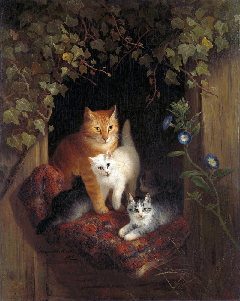 Cat with Kittens (1844) by Henriette Ronner-Knip β unframed
