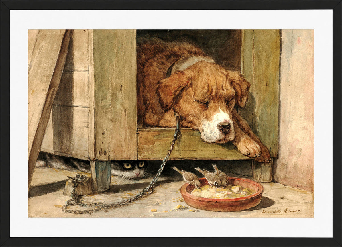 Dangerous Ground by Henriette Ronner-Knip β black frame
