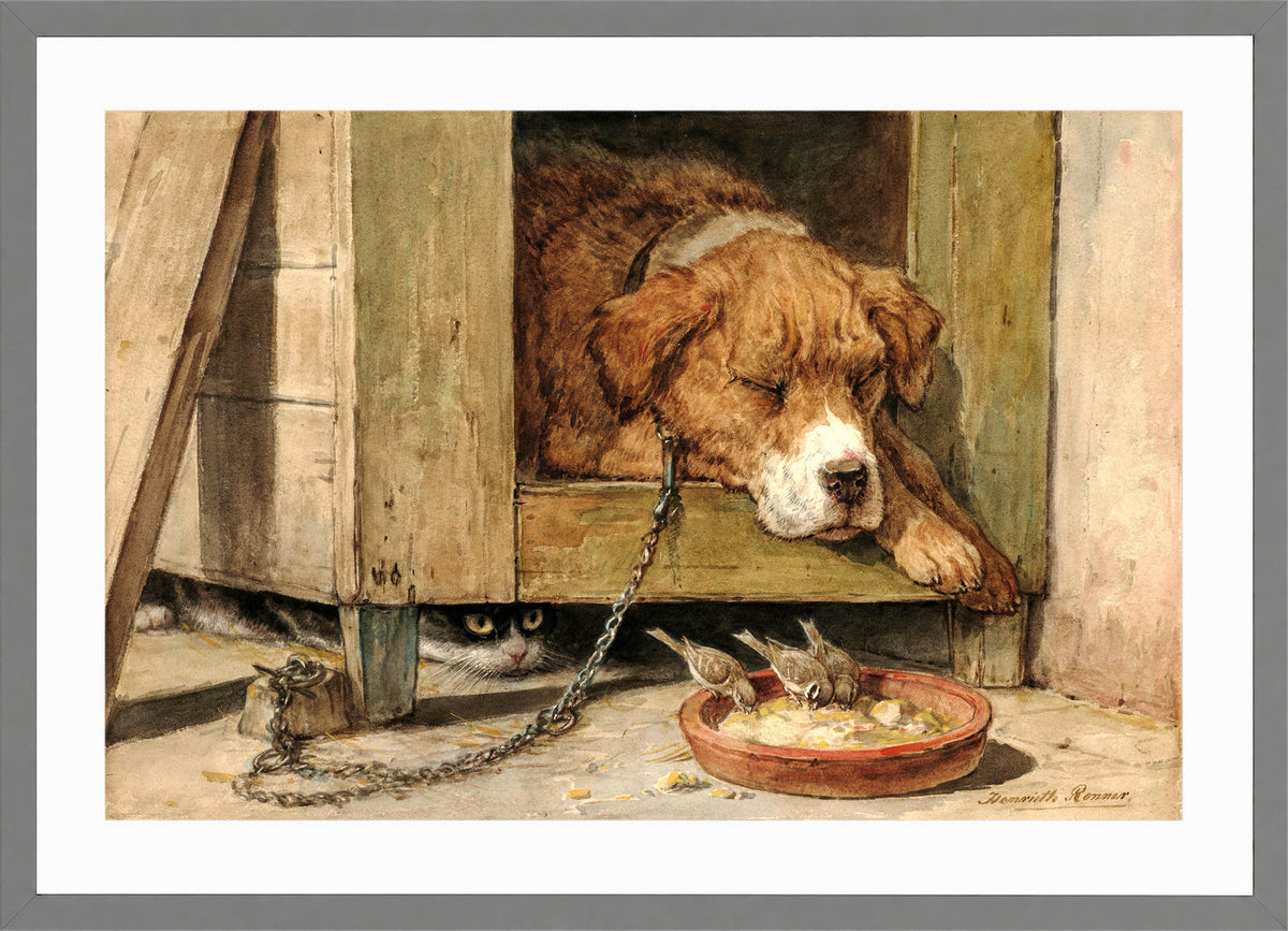Dangerous Ground by Henriette Ronner-Knip β light grey frame