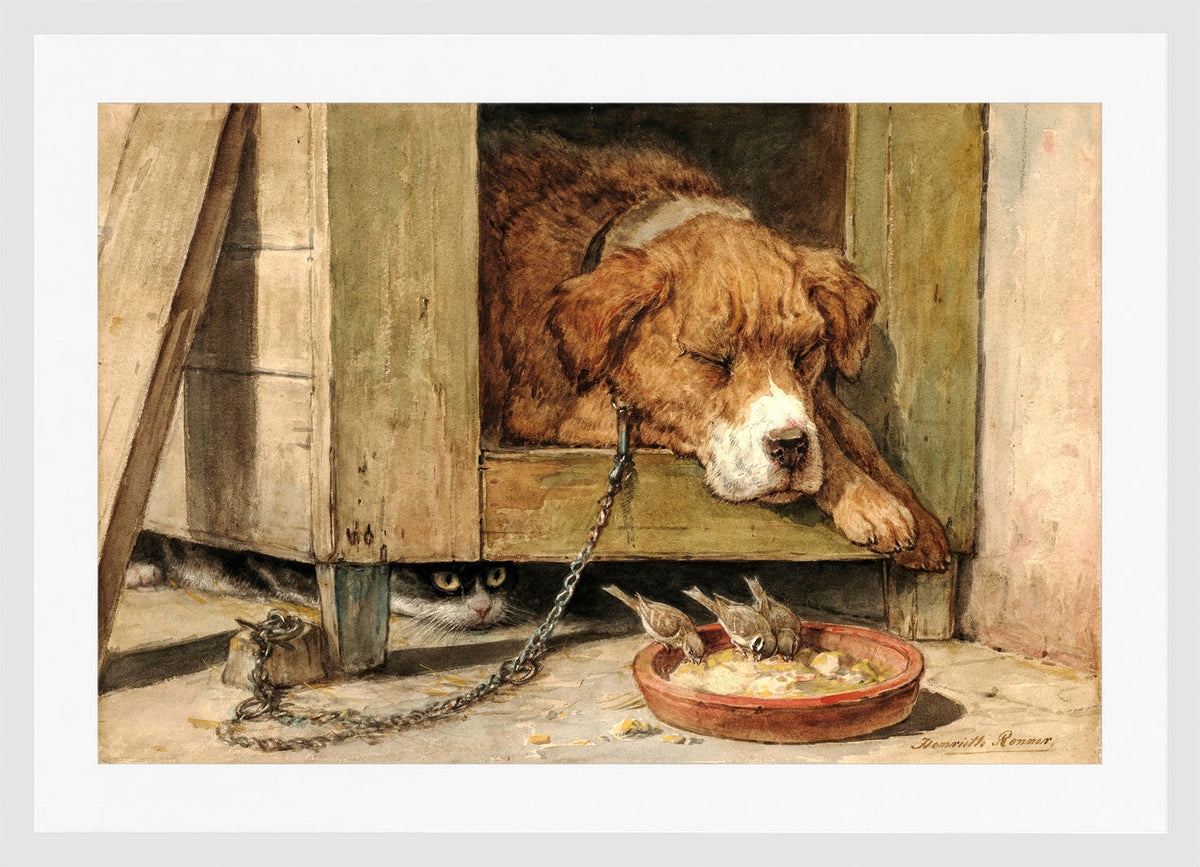 Dangerous Ground by Henriette Ronner-Knip β white frame