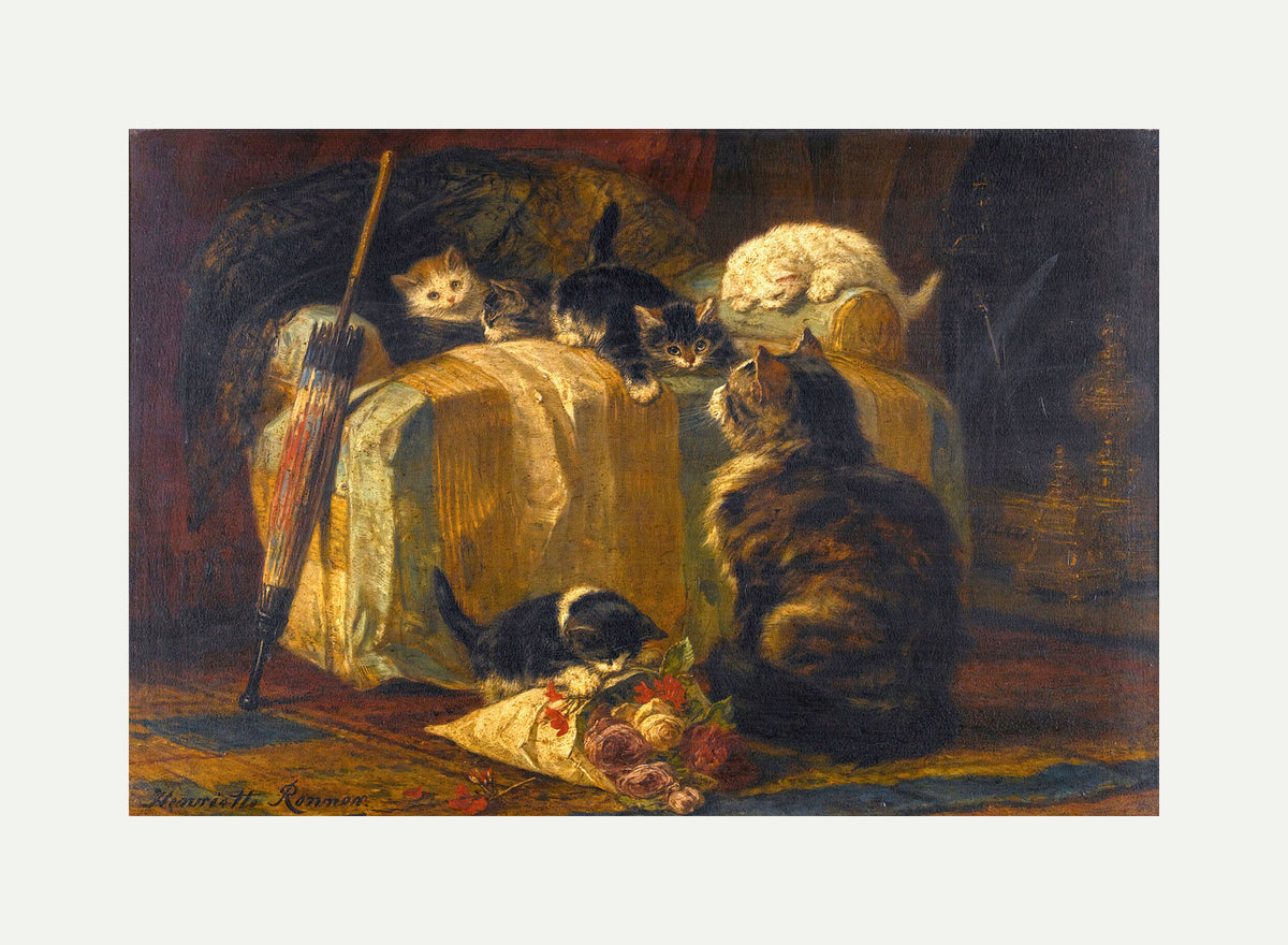 Kittens at Play — The Draped Chair by Henriette Ronner-Knip — rolled canvas