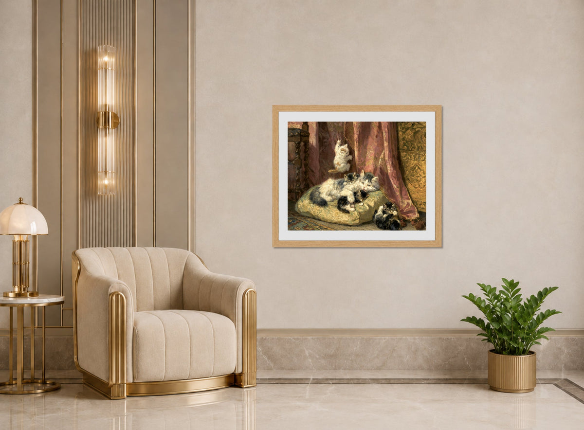 Kittens at Play β The Hanging Cord by Henriette Ronner-Knip β art deco roomset