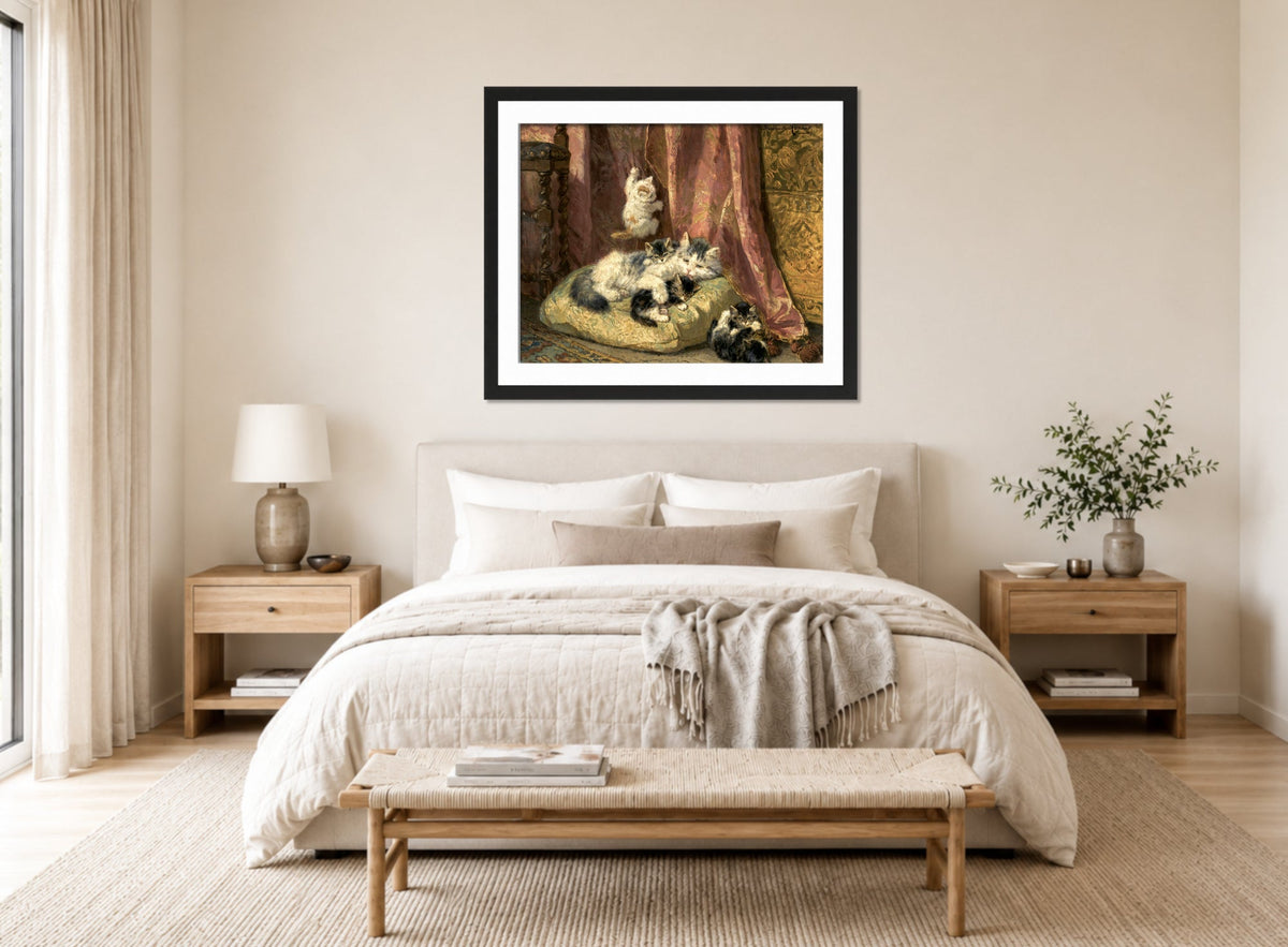 Kittens at Play β The Hanging Cord by Henriette Ronner-Knip β bedroom
