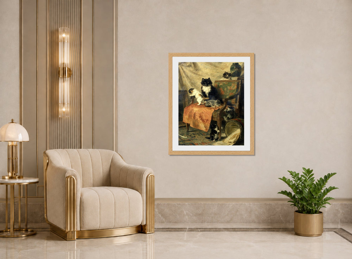 Kittens at Play β The Orange Chair by Henriette Ronner-Knip β art deco roomset