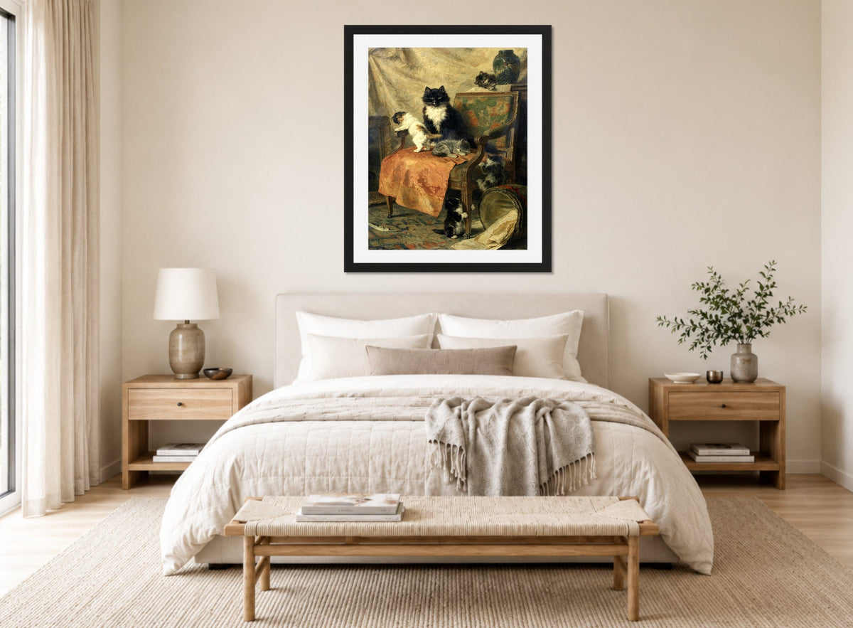 Kittens at Play β The Orange Chair by Henriette Ronner-Knip β bedroom