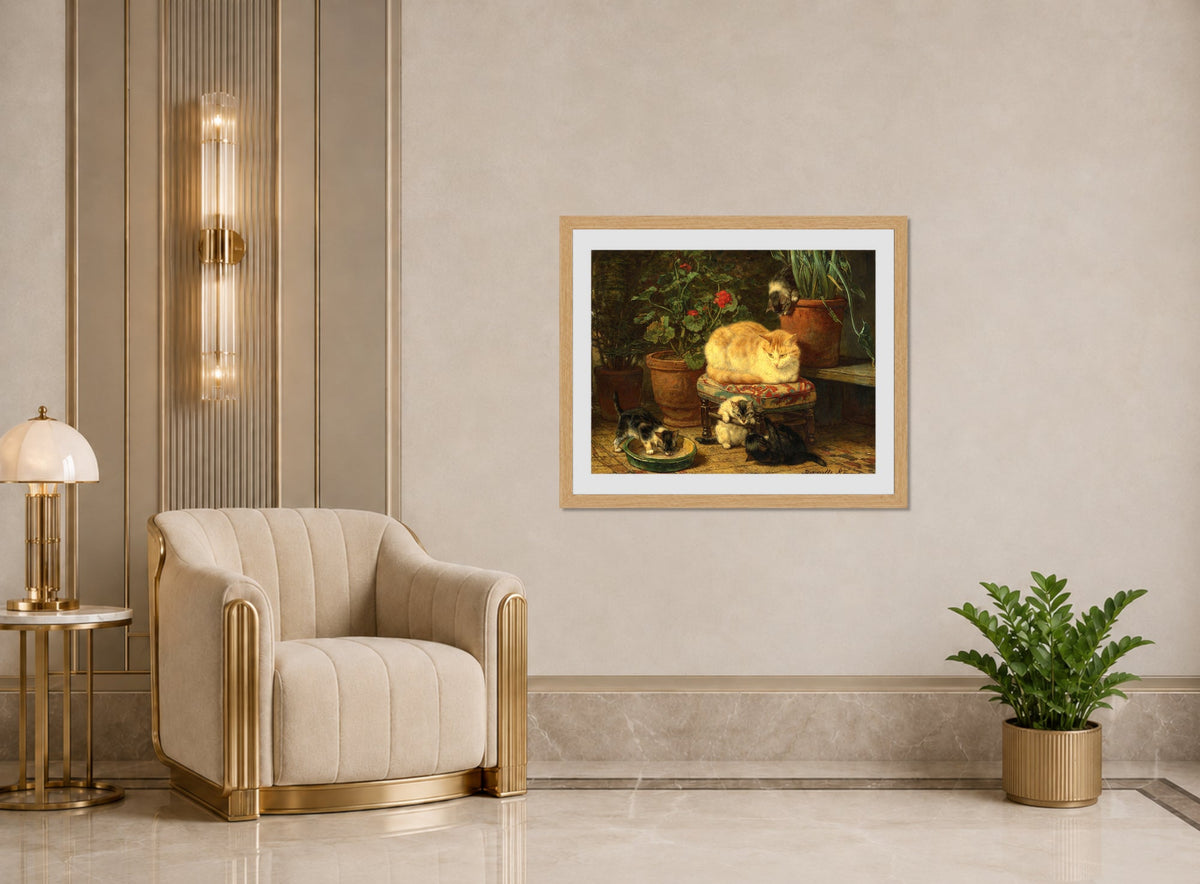 Kittens at Play β Among the Flowerpots by Henriette Ronner-Knip β art deco roomset