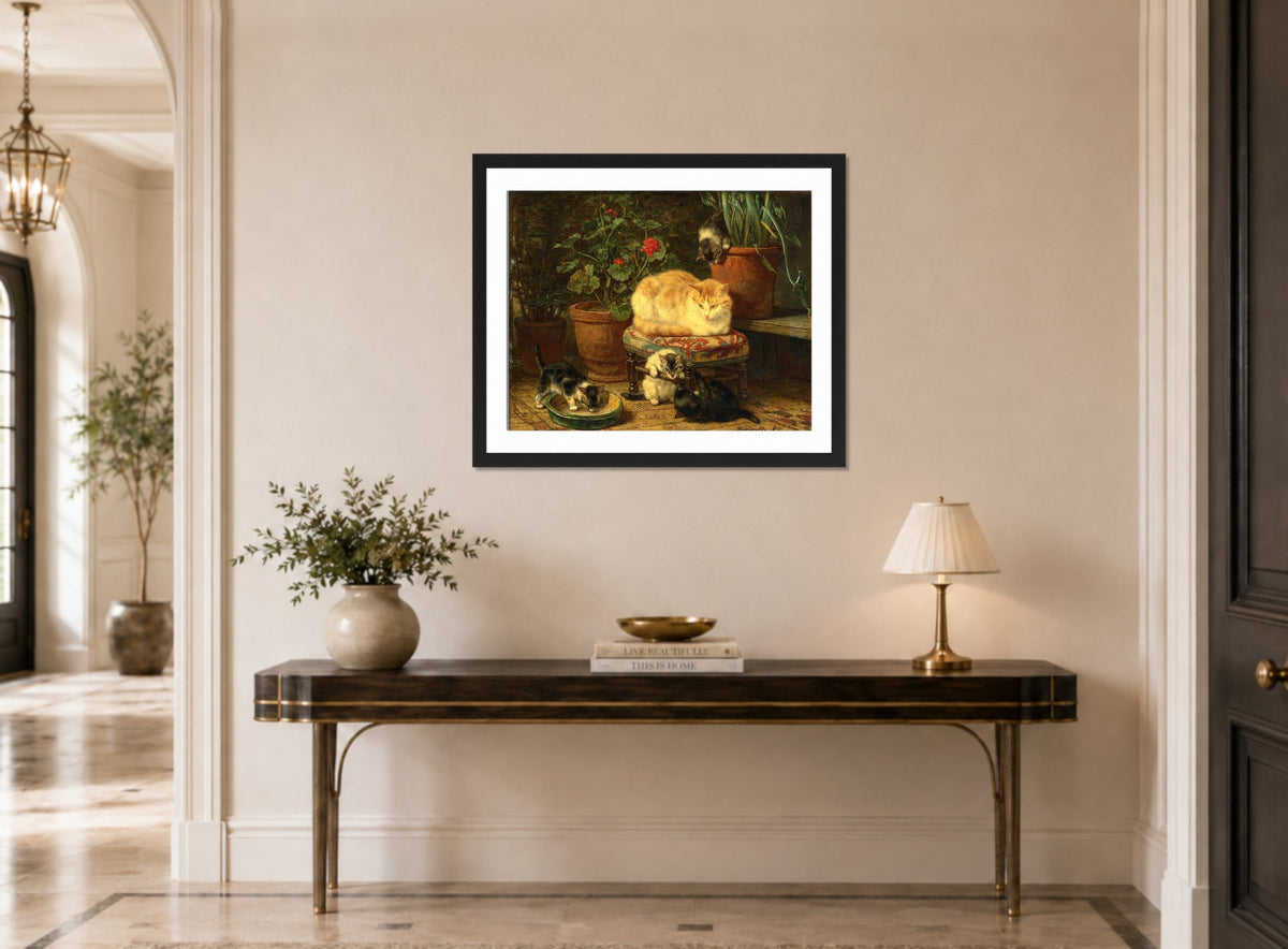 Kittens at Play β Among the Flowerpots by Henriette Ronner-Knip β hallway