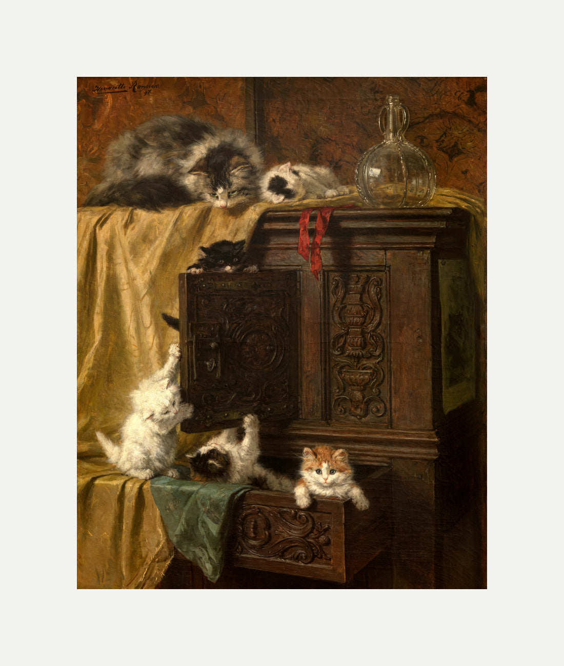 Misbehaving (1897) by Henriette Ronner-Knip — rolled canvas