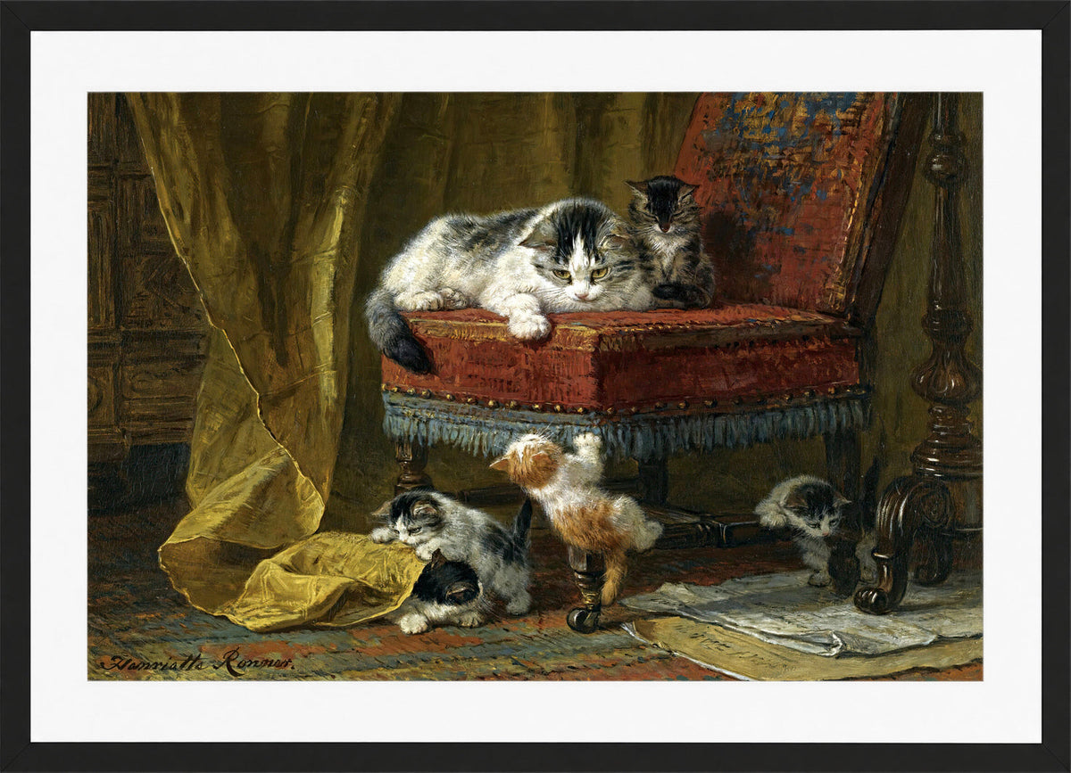 Mother’s Pride — The Red Chair by Henriette Ronner-Knip — black frame