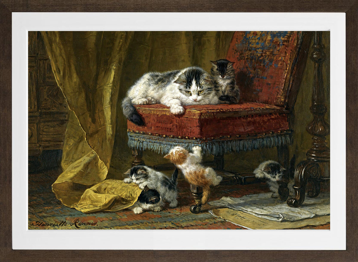 Mother’s Pride — The Red Chair by Henriette Ronner-Knip — brown frame