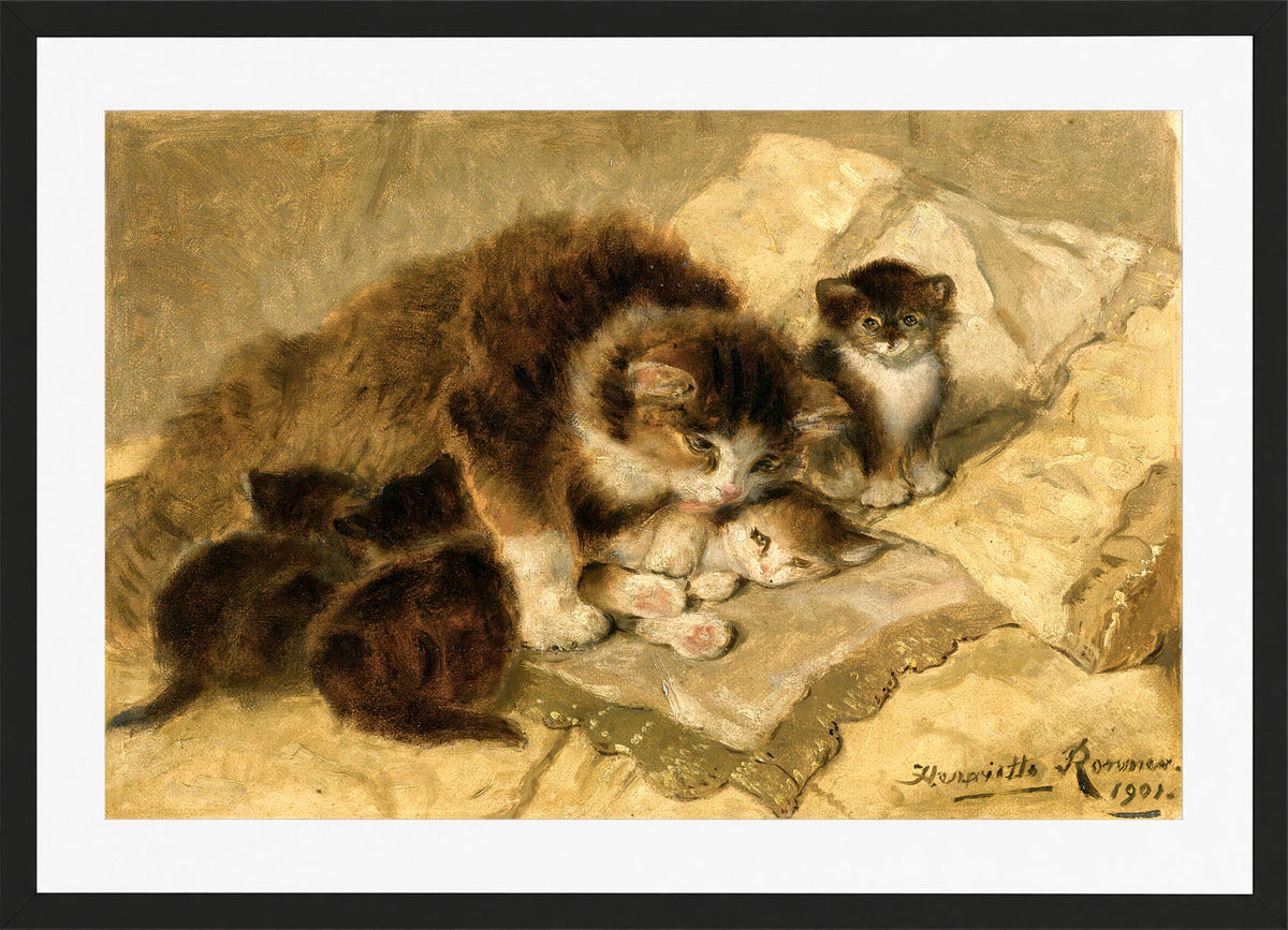 Mother’s Pride (1901) by Henriette Ronner-Knip — black frame