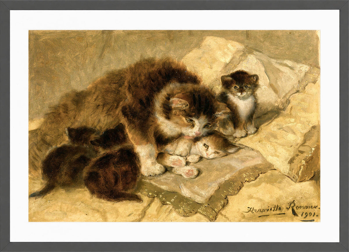 Mother’s Pride (1901) by Henriette Ronner-Knip — dark grey frame