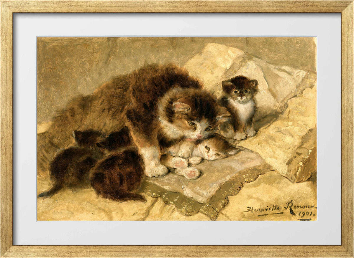 Mother’s Pride (1901) by Henriette Ronner-Knip — gold frame