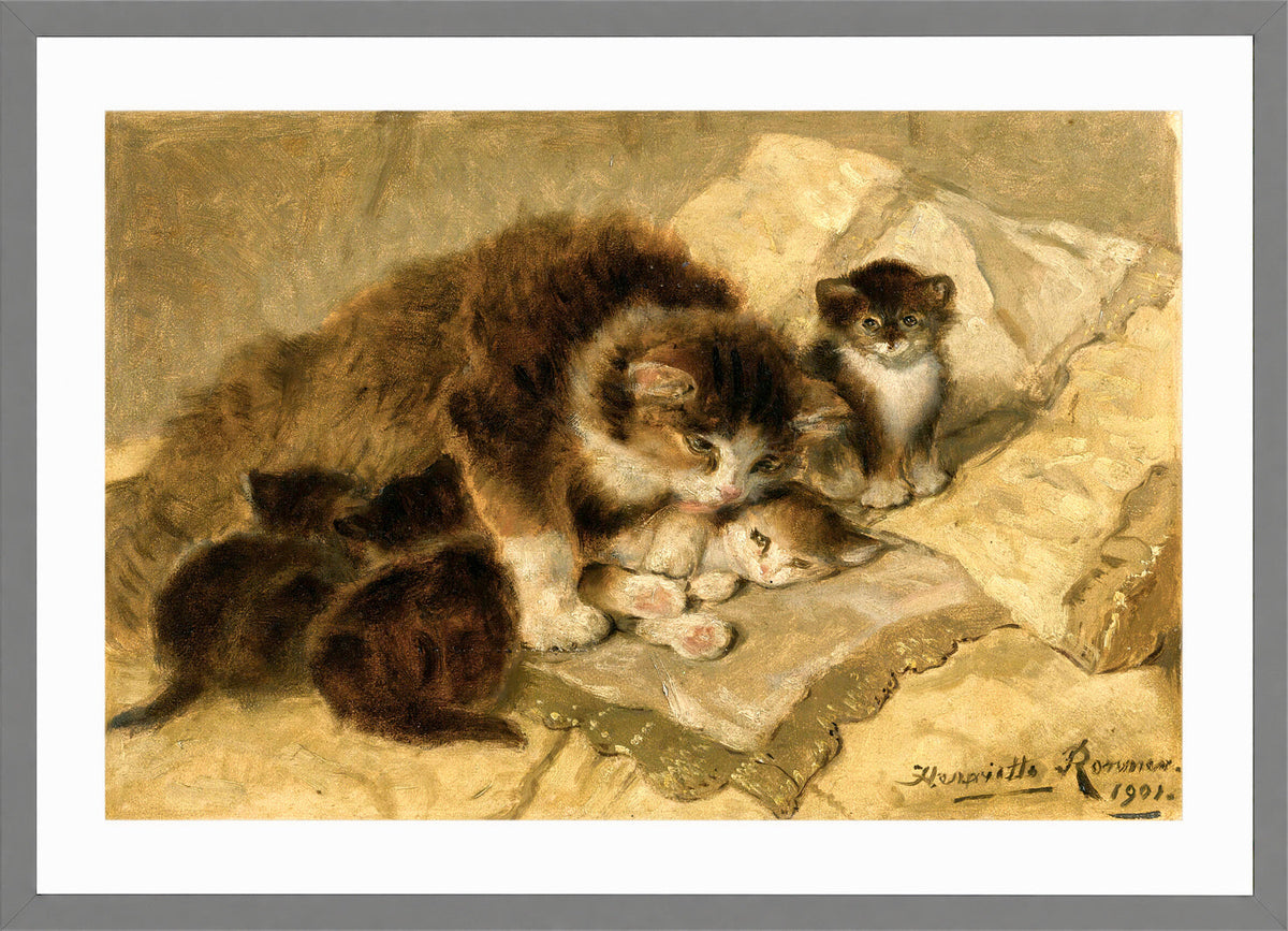 Mother’s Pride (1901) by Henriette Ronner-Knip — light grey frame