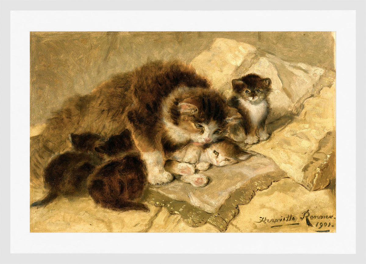 Mother’s Pride (1901) by Henriette Ronner-Knip — white frame