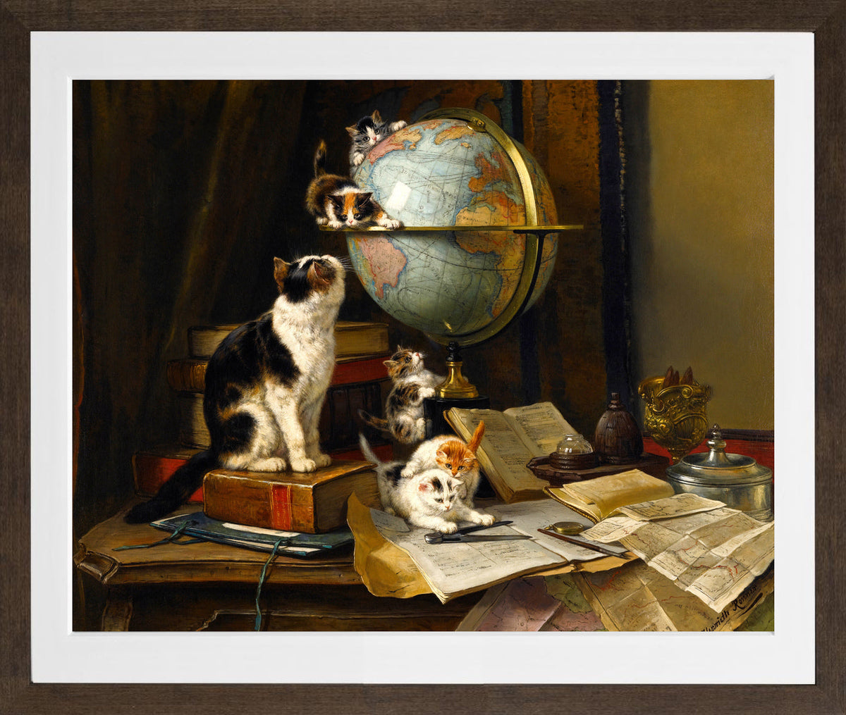 The Globetrotters by Henriette Ronner-Knip β brown frame
