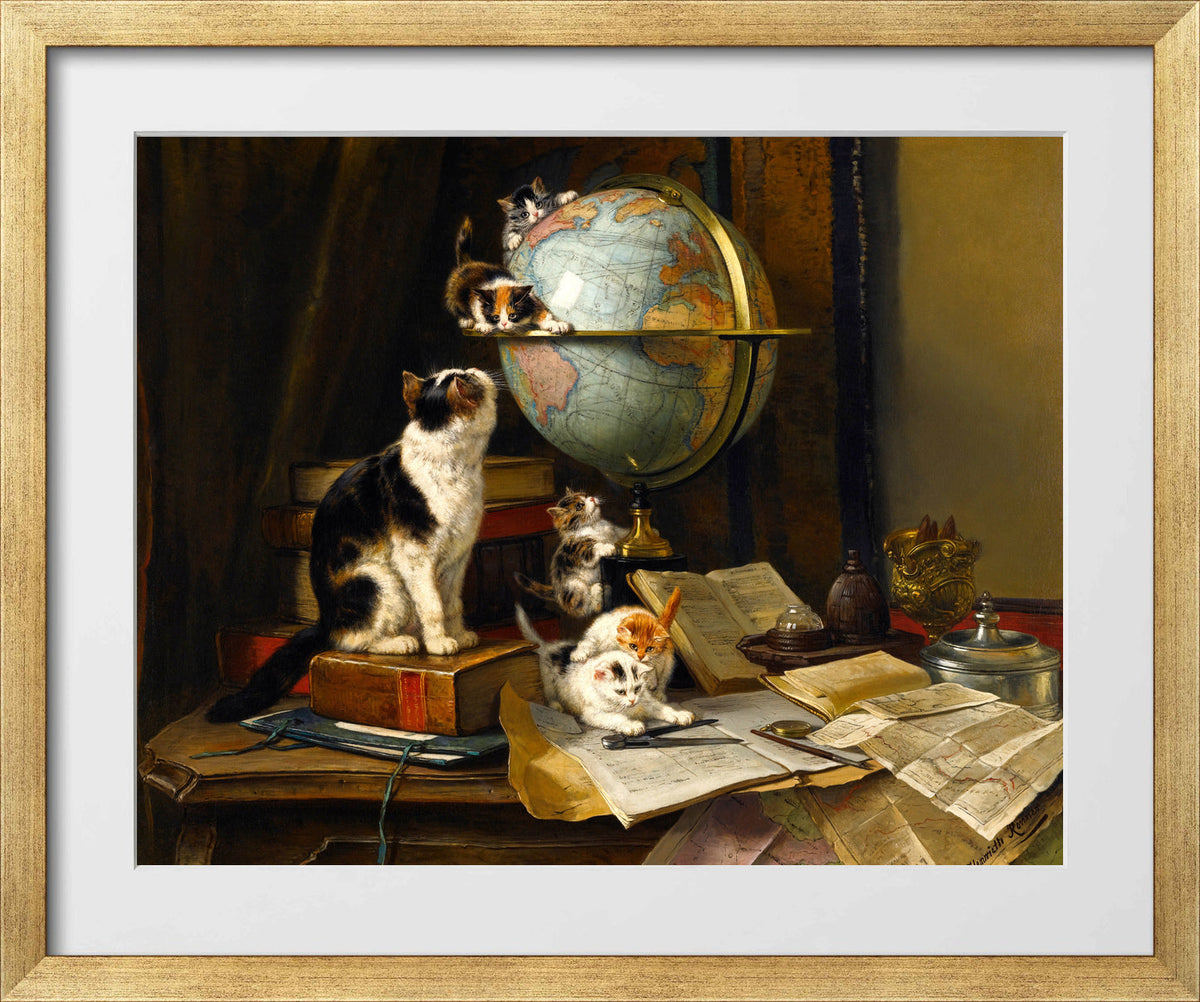 The Globetrotters by Henriette Ronner-Knip β gold frame