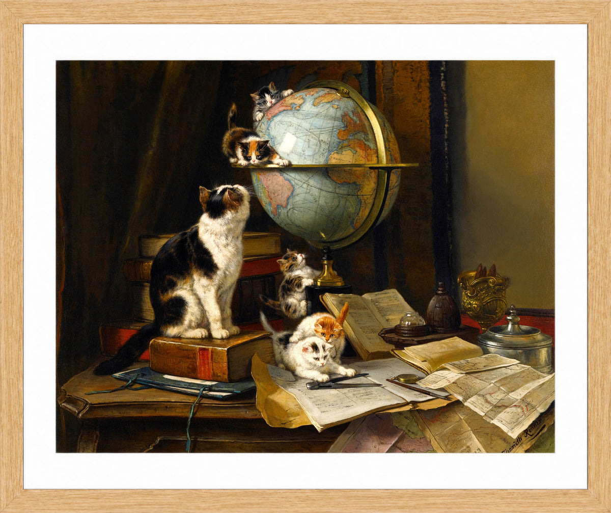 The Globetrotters by Henriette Ronner-Knip β oak frame