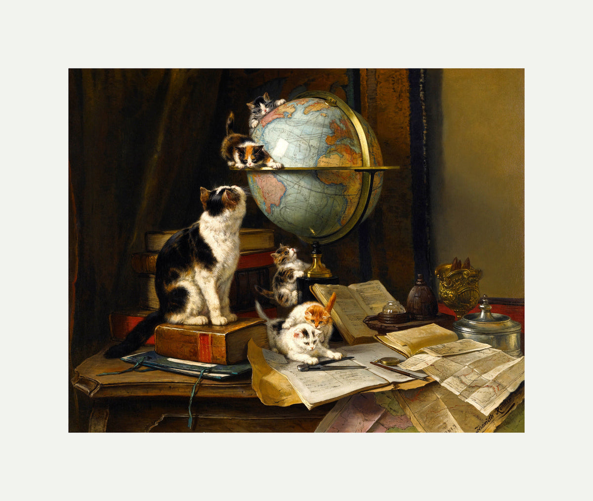 The Globetrotters by Henriette Ronner-Knip β rolled canvas