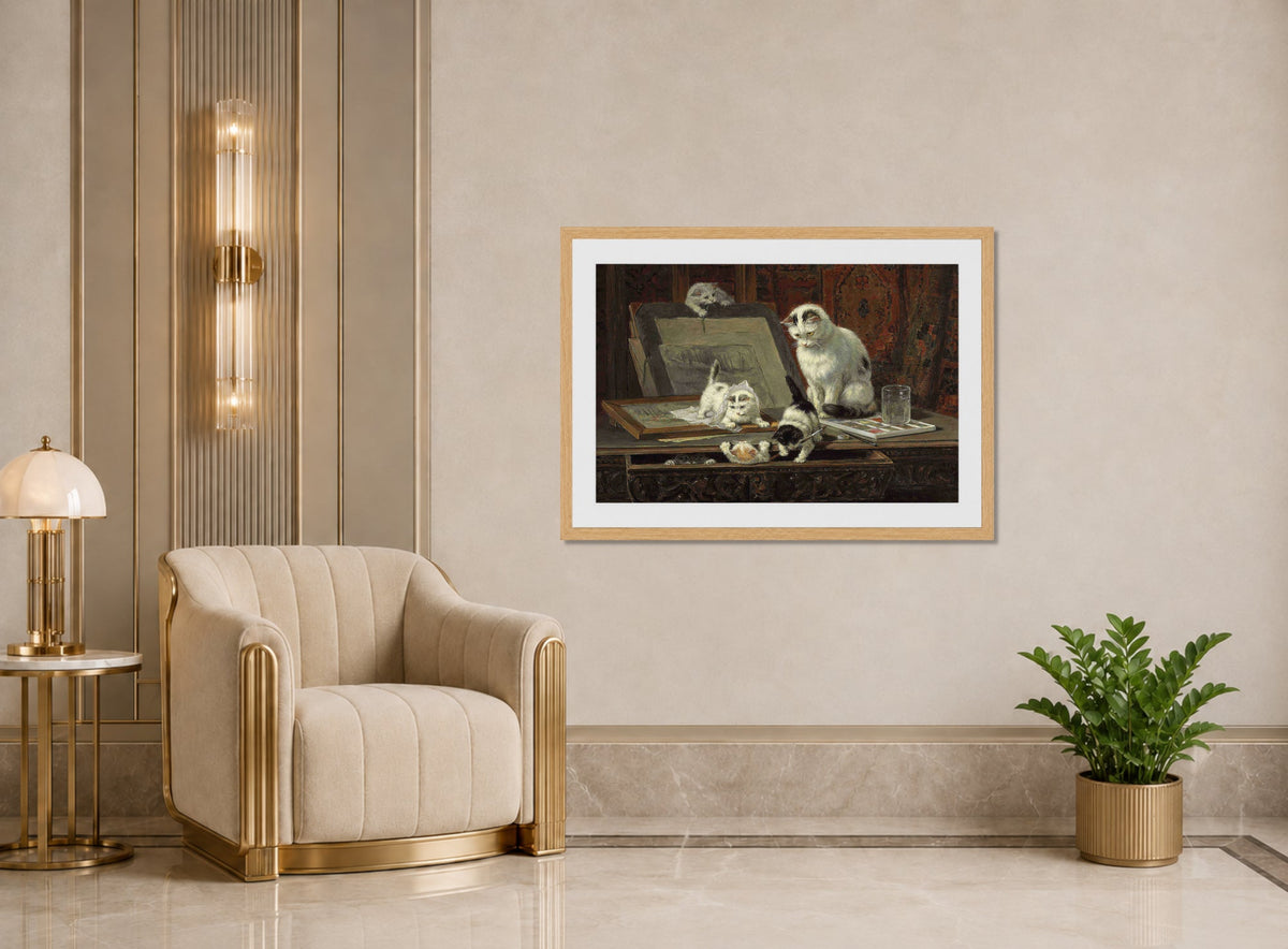 The Kittenβs Art Lesson by Henriette Ronner-Knip β art deco roomset