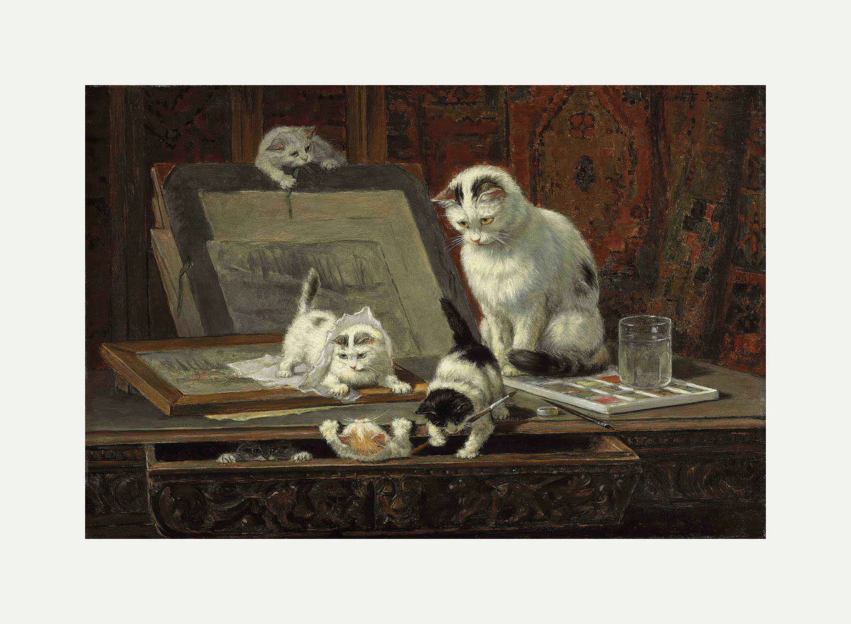 The Kittenβs Art Lesson by Henriette Ronner-Knip β rolled canvas